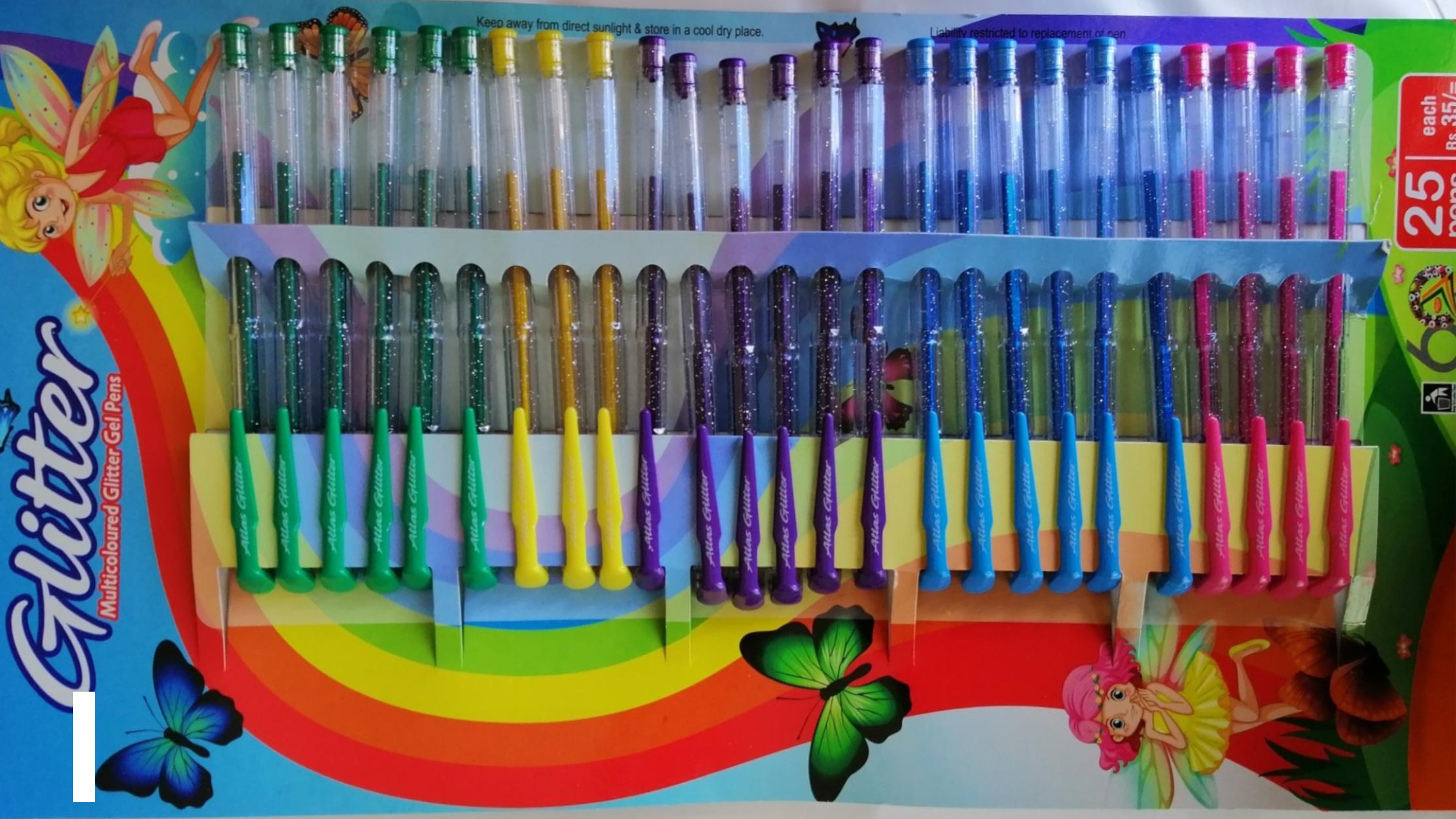 Atlas Multicoloured Glitter Gel 6 pens & 5 Refil Pack